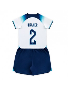 Otroški Nogometna dresi replika Anglija Kyle Walker #2 Domači SP 2022 Kratek rokav (+ hlače)